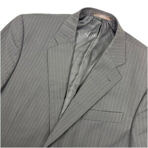 Joseph Abboud Blazer Black pinstripe 42R 100%‎ Wool 2 button Coat Jacket